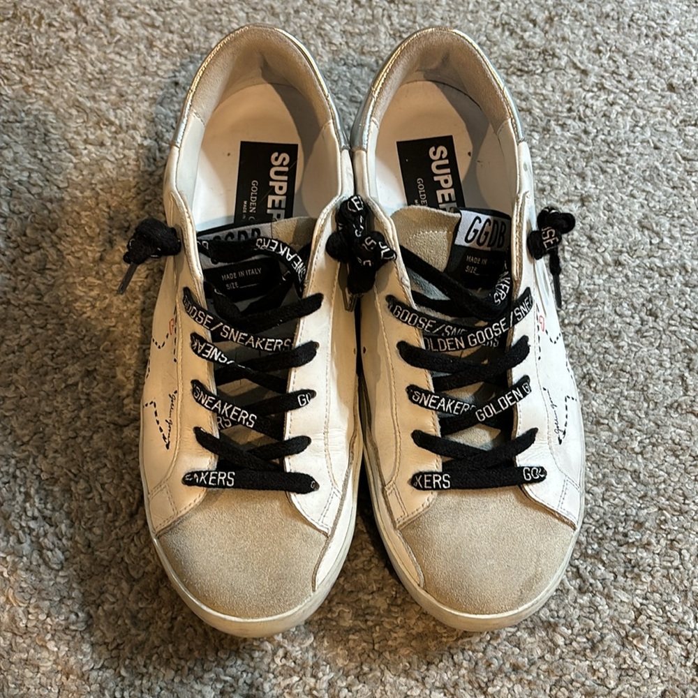 Golden goose white superstar sneakers with logo laces - Picture 2 of 10